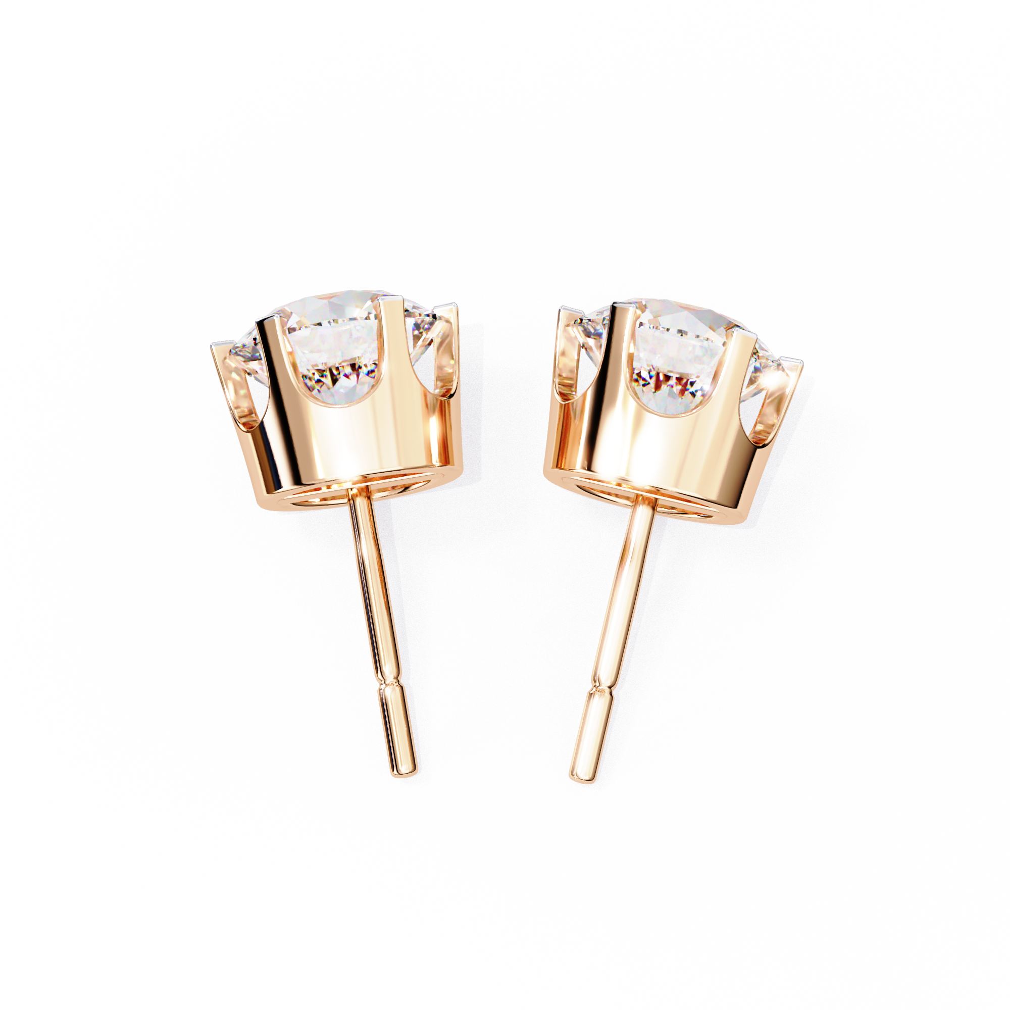 WOKE ™ VVS-F Lab Grown Round cut Diamond Studs in 14/18k Gold