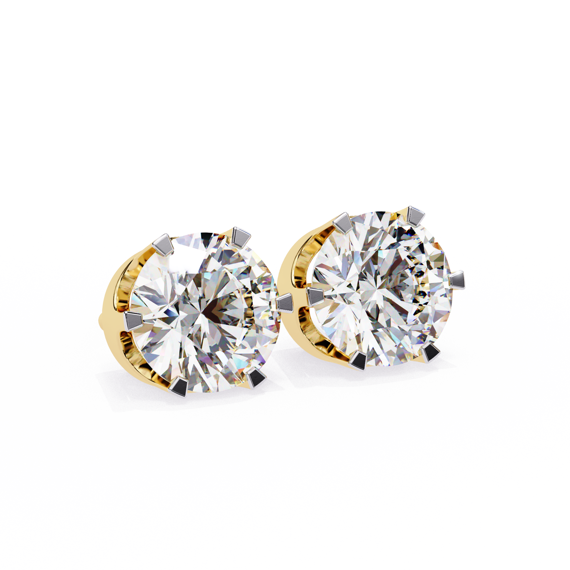 WOKE ™ VVS-F Lab Grown Round cut Diamond Studs in 14/18k Gold