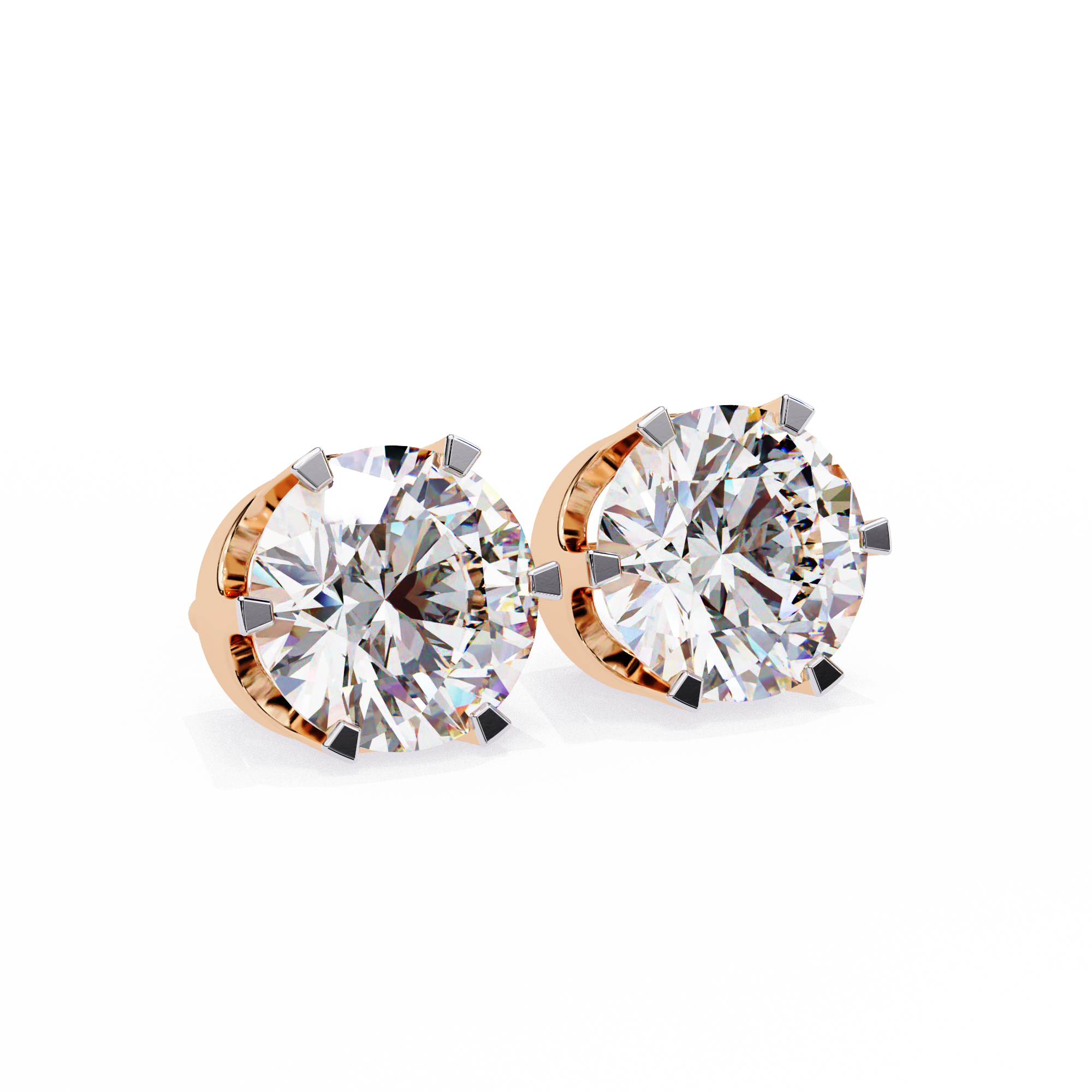 WOKE ™ VVS-F Lab Grown Round cut Diamond Studs in 14/18k Gold