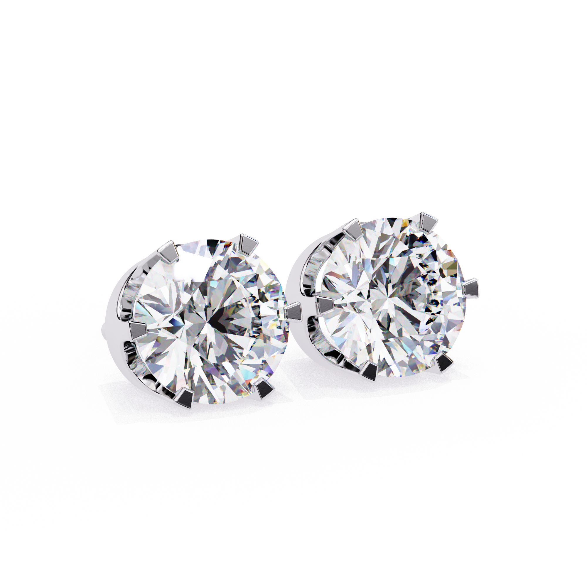 WOKE ™ VVS-F Lab Grown Round cut Diamond Studs in 14/18k Gold