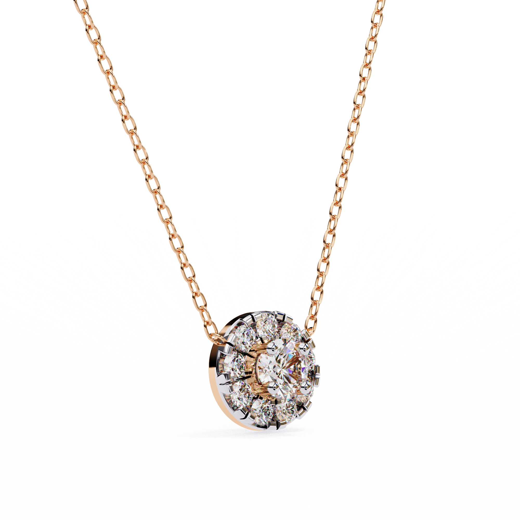 WOKE ™ VVS-F Lab Grown Diamond .85 Carat Round halo chain pendant