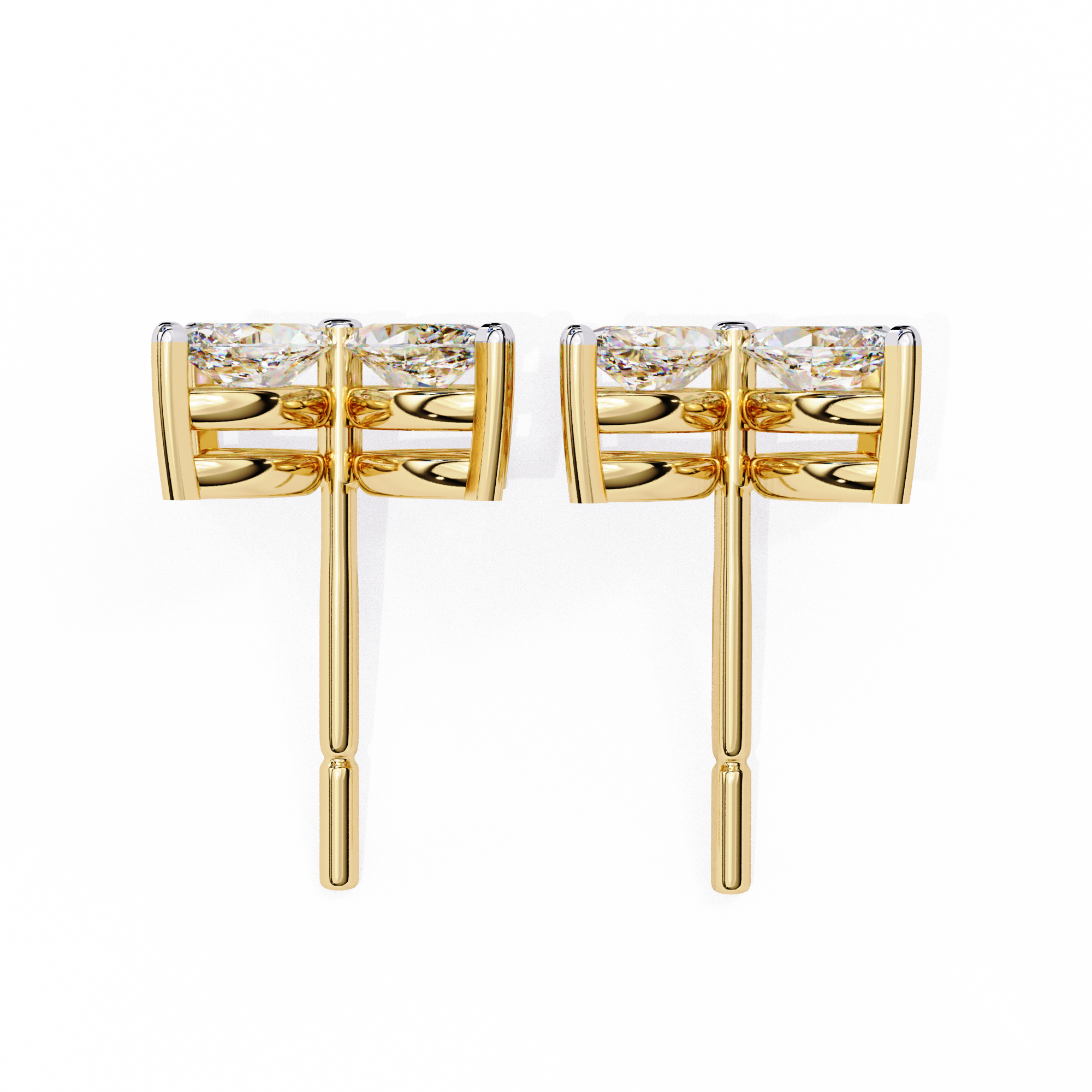 WOKE ™ VVS-F Lab Grown 3.2 Carat Marquise cut Diamond earrings in 14/18k Gold