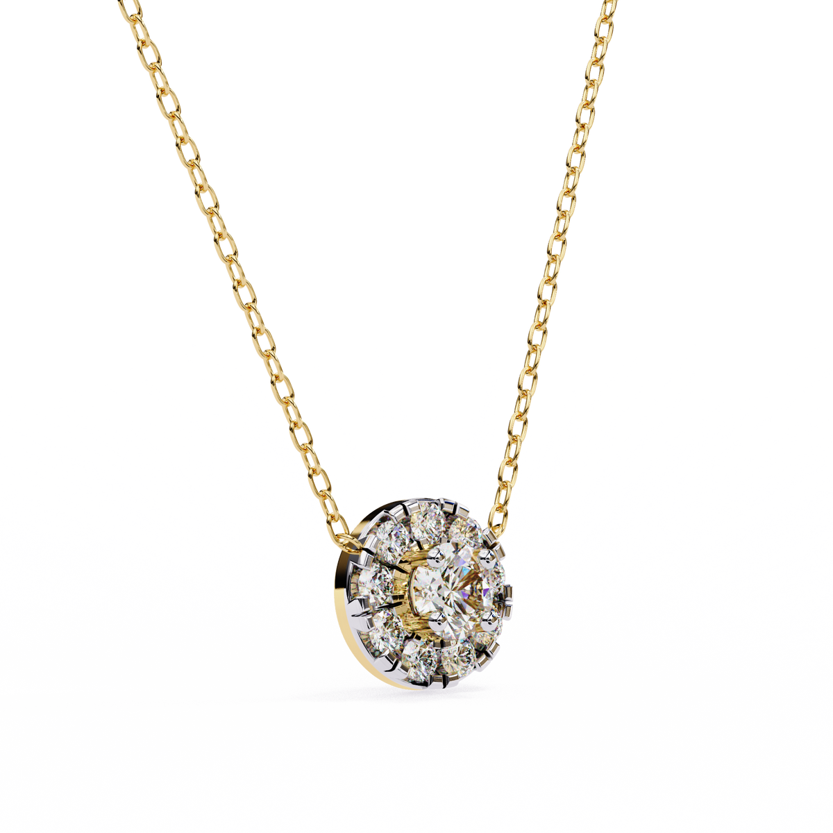 WOKE ™ VVS-F Lab Grown Diamond .85 Carat Round halo chain pendant ...