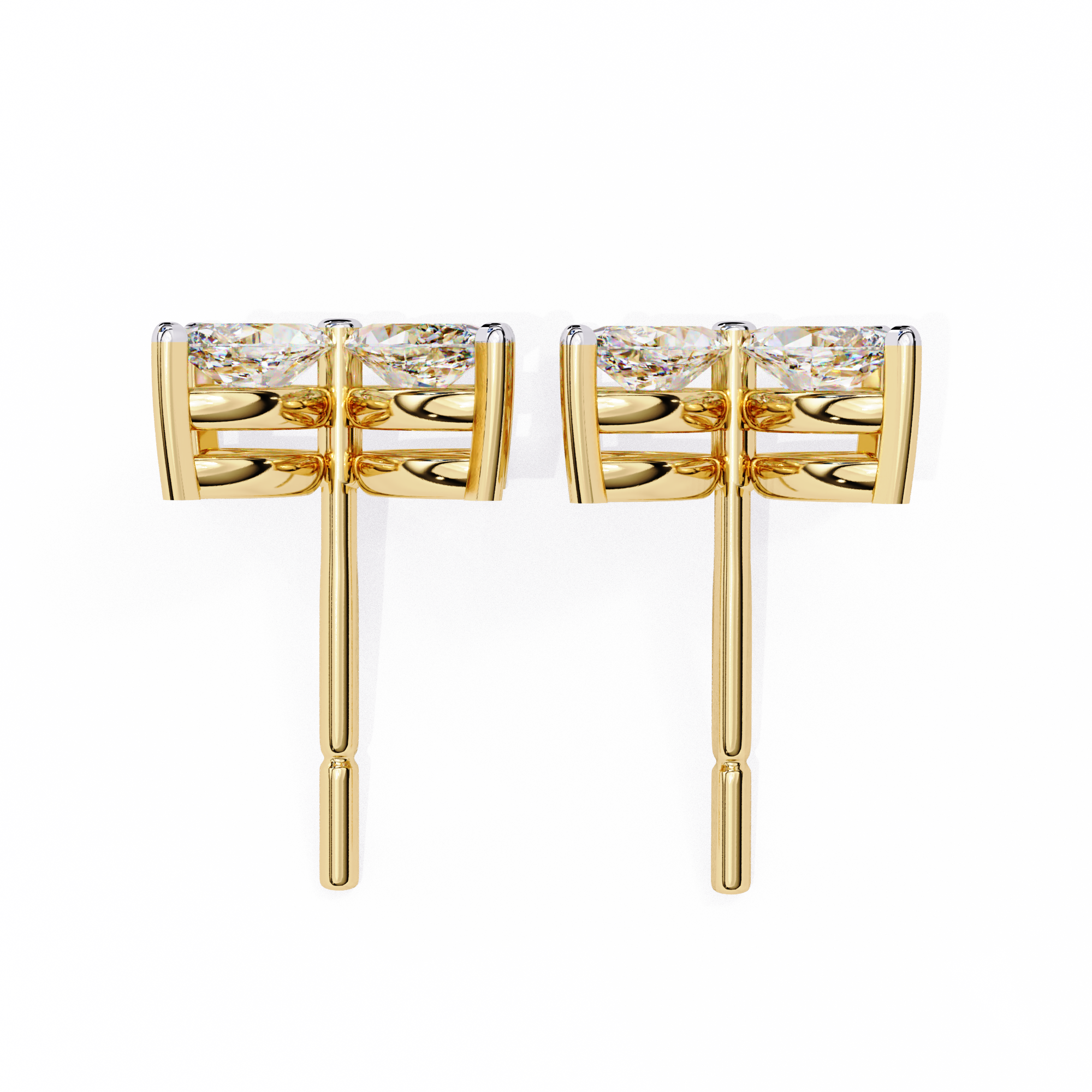 WOKE ™ VVS-F Lab Grown 3.2 Carat Marquise cut Diamond earrings in 14/18k Gold