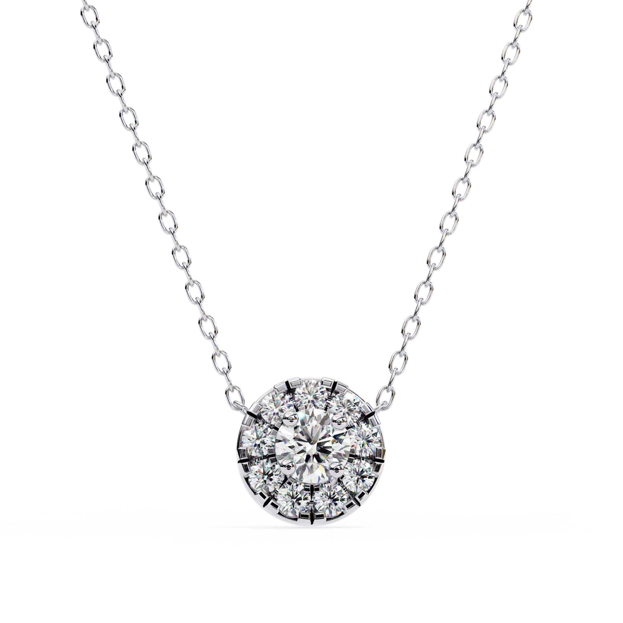 WOKE ™ VVS-F Lab Grown Diamond .85 Carat Round halo chain pendant