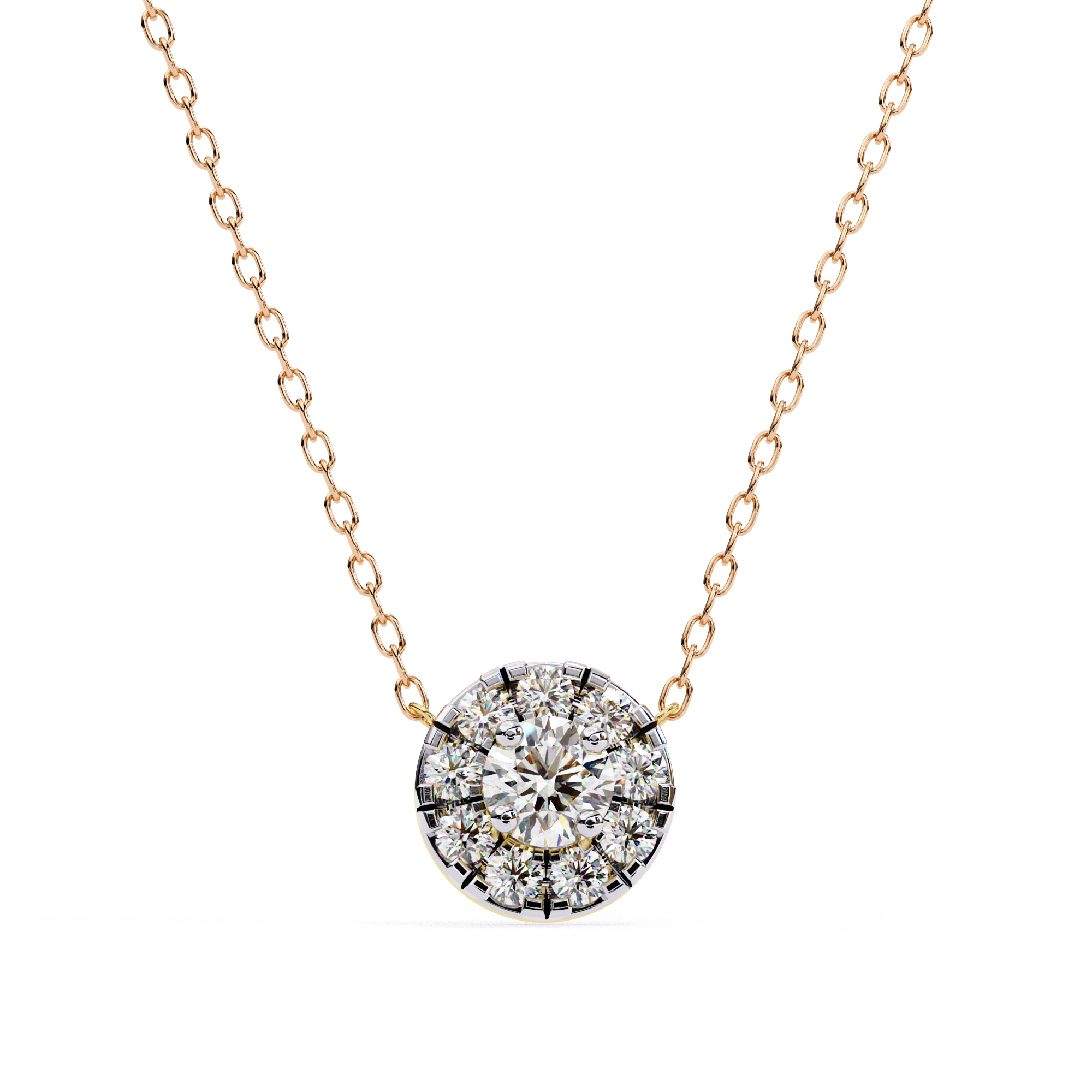 WOKE ™ VVS-F Lab Grown Diamond .85 Carat Round halo chain pendant