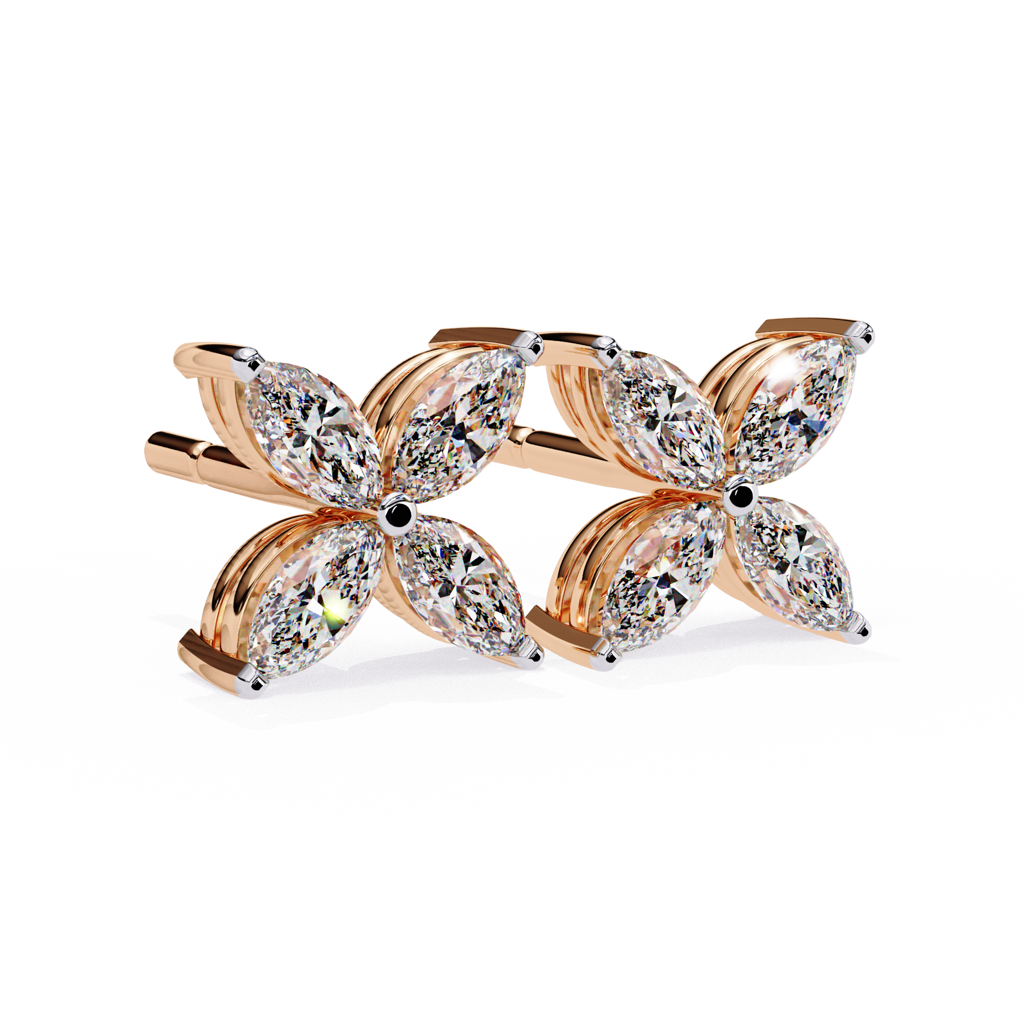 WOKE ™ VVS-F Lab Grown .650 Carat Marquise cut Diamond earrings in 14/18k Gold