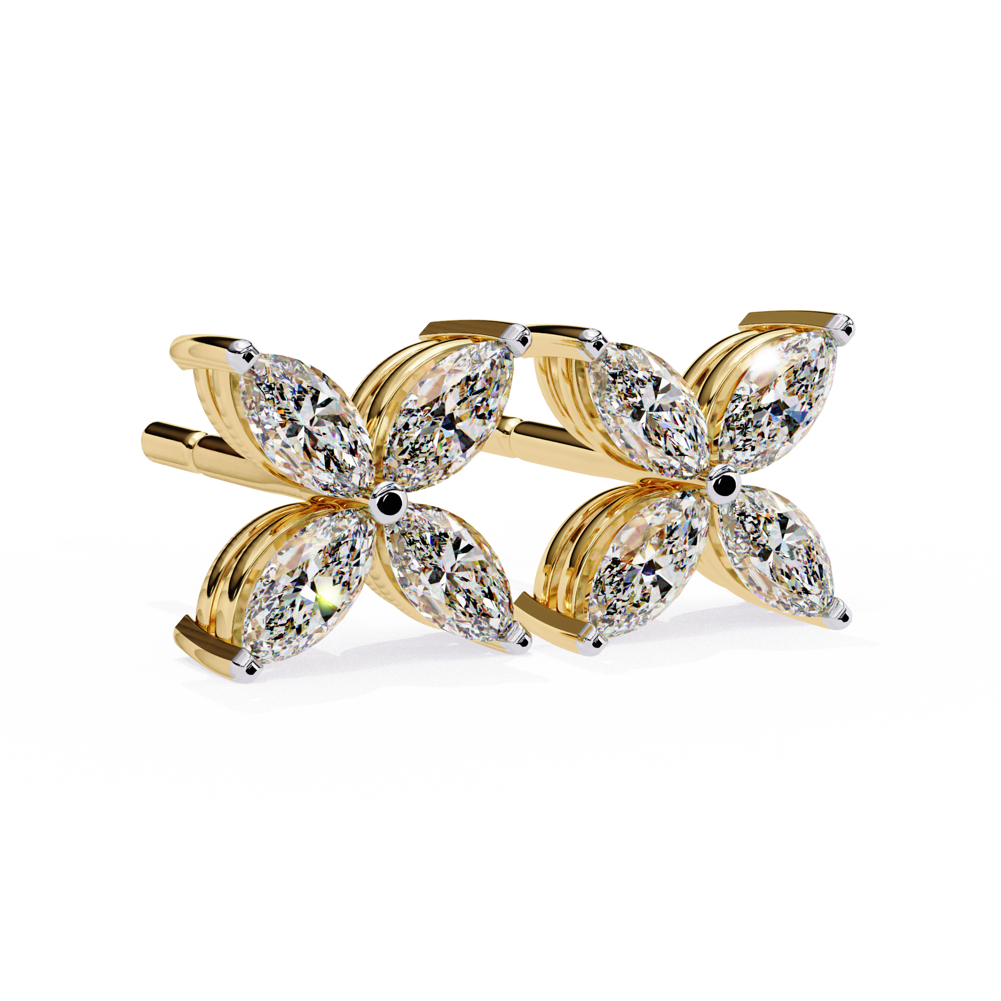 WOKE ™ VVS-F Lab Grown .650 Carat Marquise cut Diamond earrings in 14/18k Gold