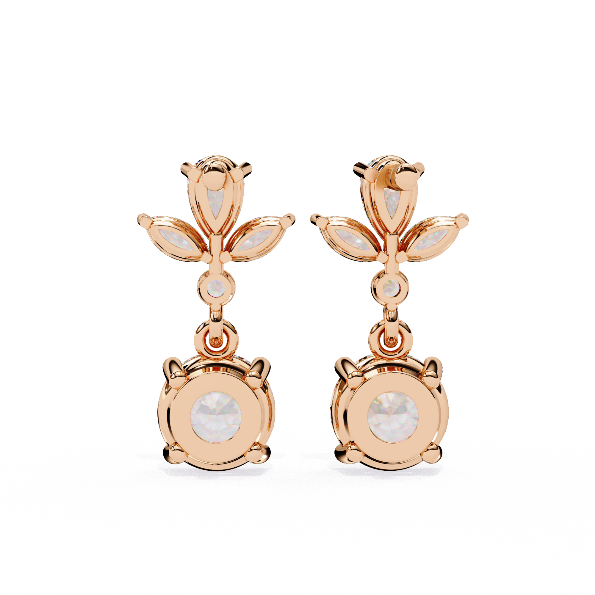 WOKE ™ VVS-F Lab Grown 1.7 Carat Marquise cut Diamond earrings in 14/18k Gold