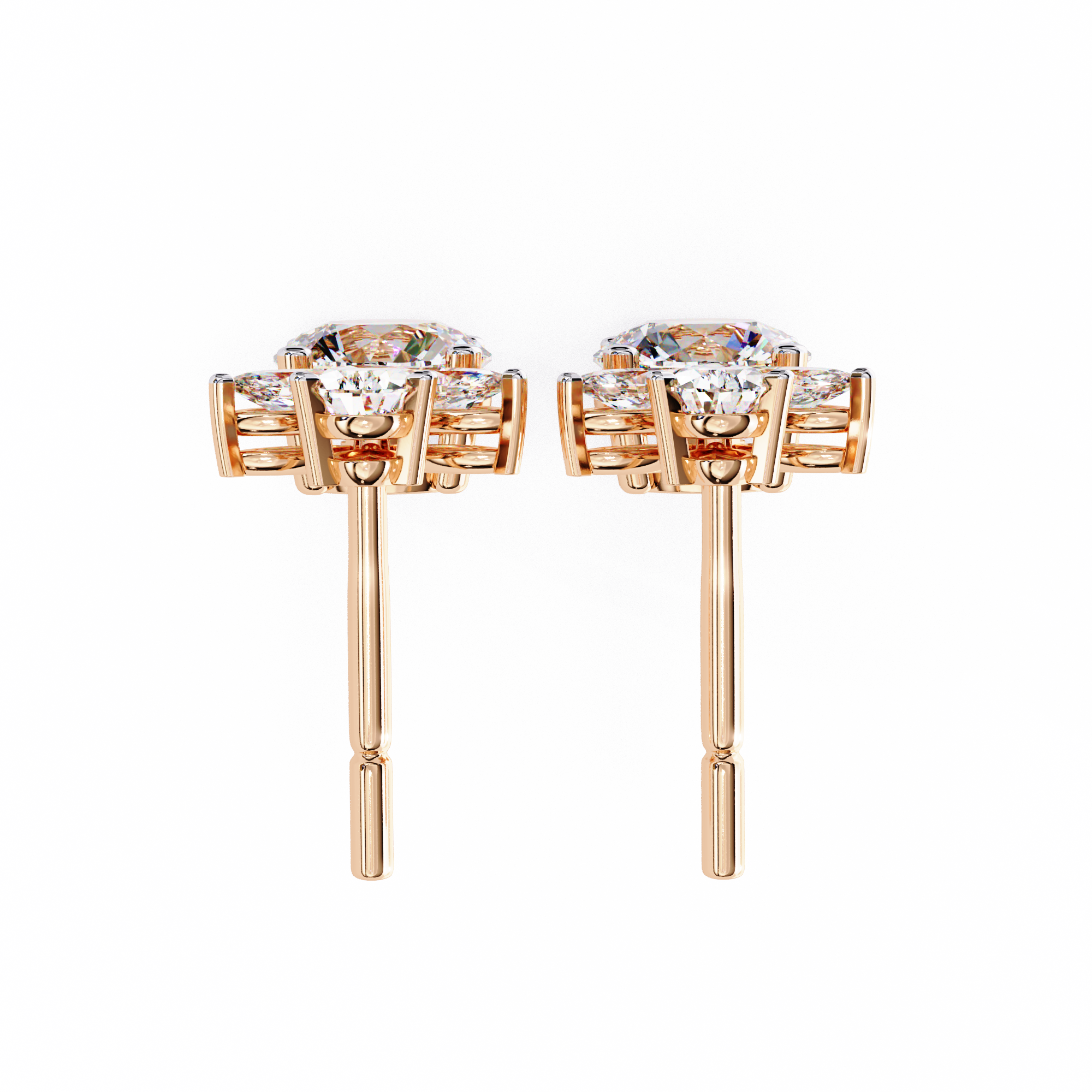 WOKE ™ VVS-F Lab Grown 1.7 Carat Marquise cut Diamond earrings in 14/18k Gold