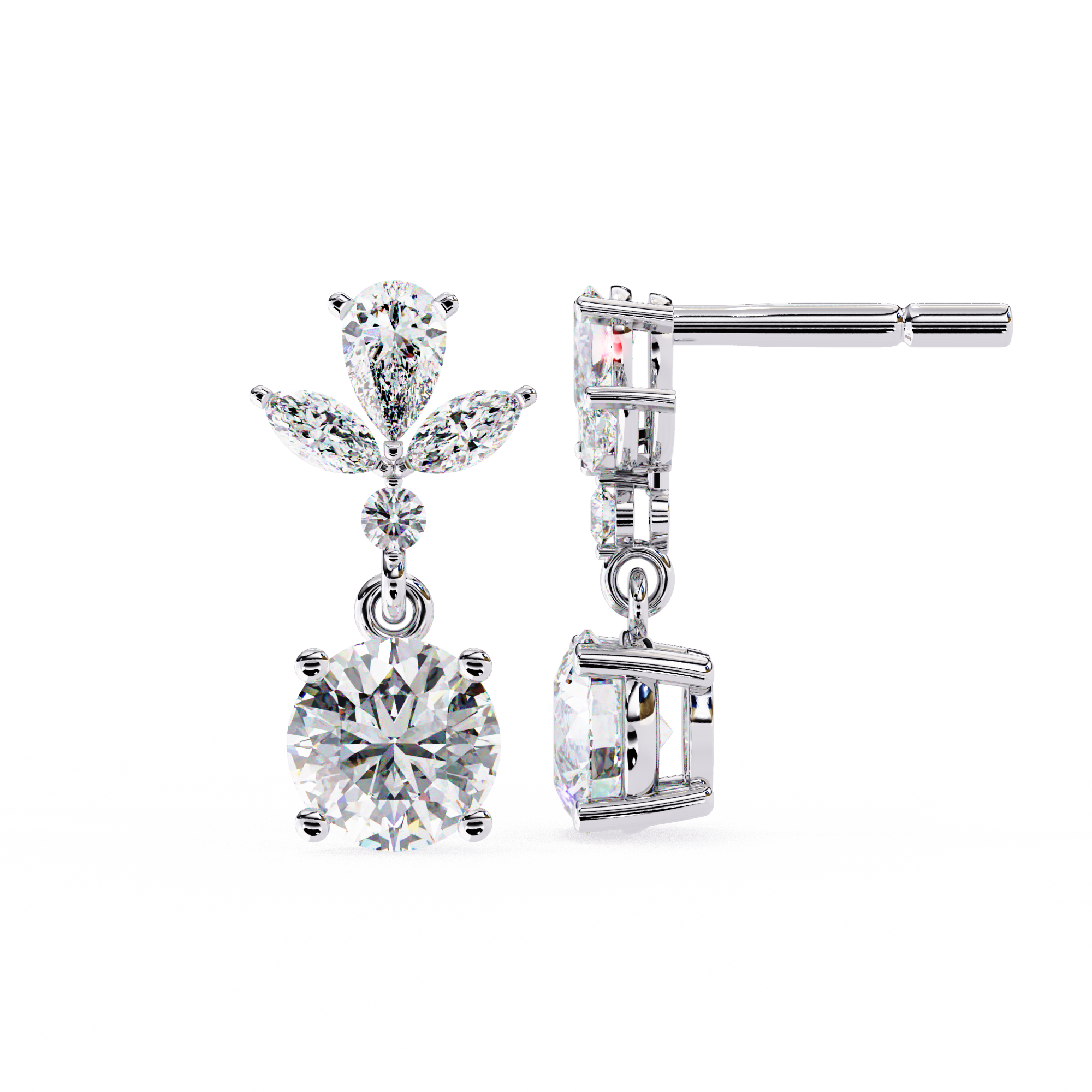 WOKE ™ VVS-F Lab Grown 1.7 Carat Marquise cut Diamond earrings in 14/18k Gold