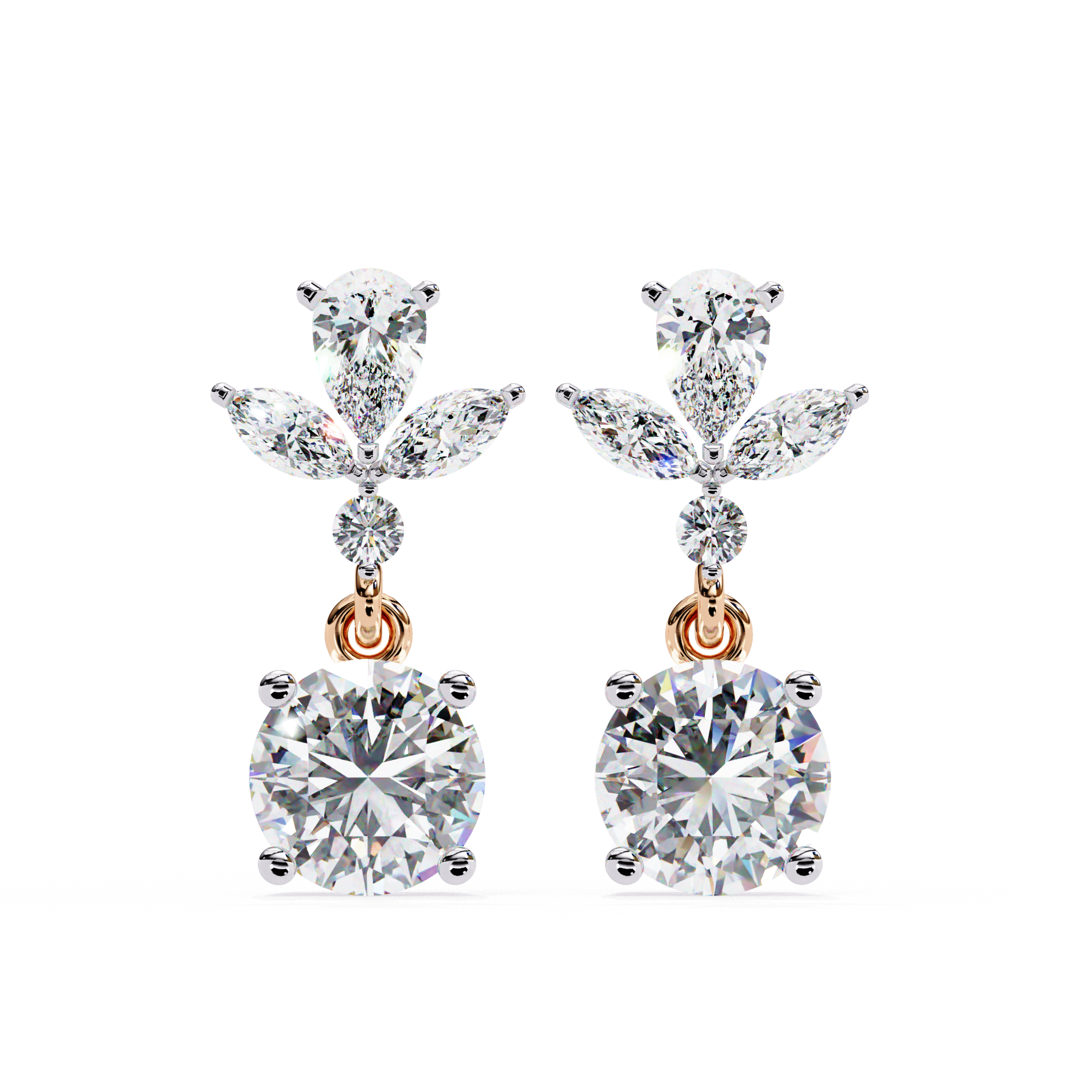 WOKE ™ VVS-F Lab Grown 1.7 Carat Marquise cut Diamond earrings in 14/18k Gold