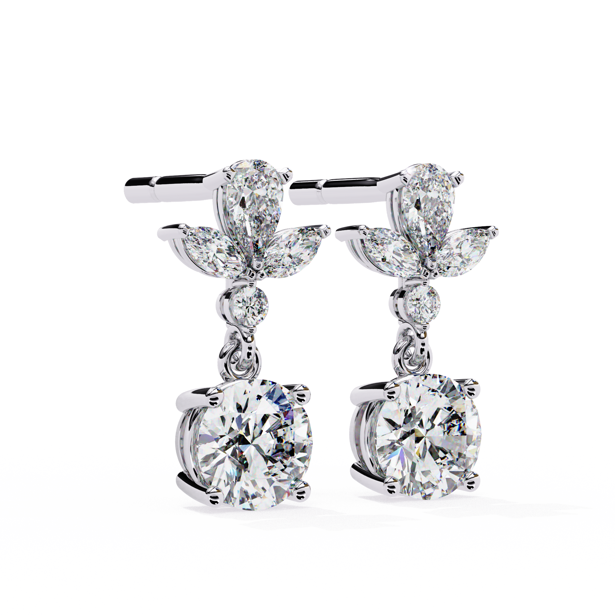 WOKE ™ VVS-F Lab Grown 1.7 Carat Marquise cut Diamond earrings in 14/18k Gold