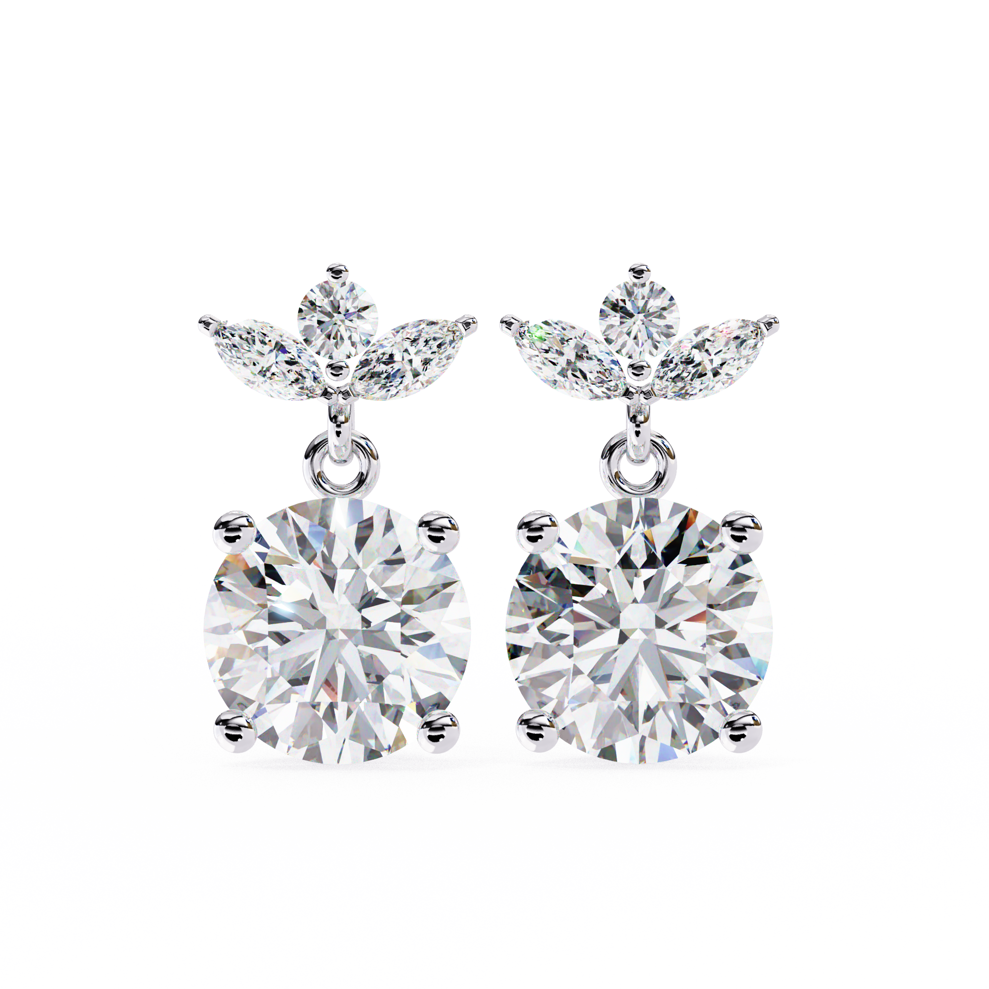 WOKE ™ VVS-F Lab Grown 2.6 Carat Marquise cut Diamond earrings in 14/18k Gold