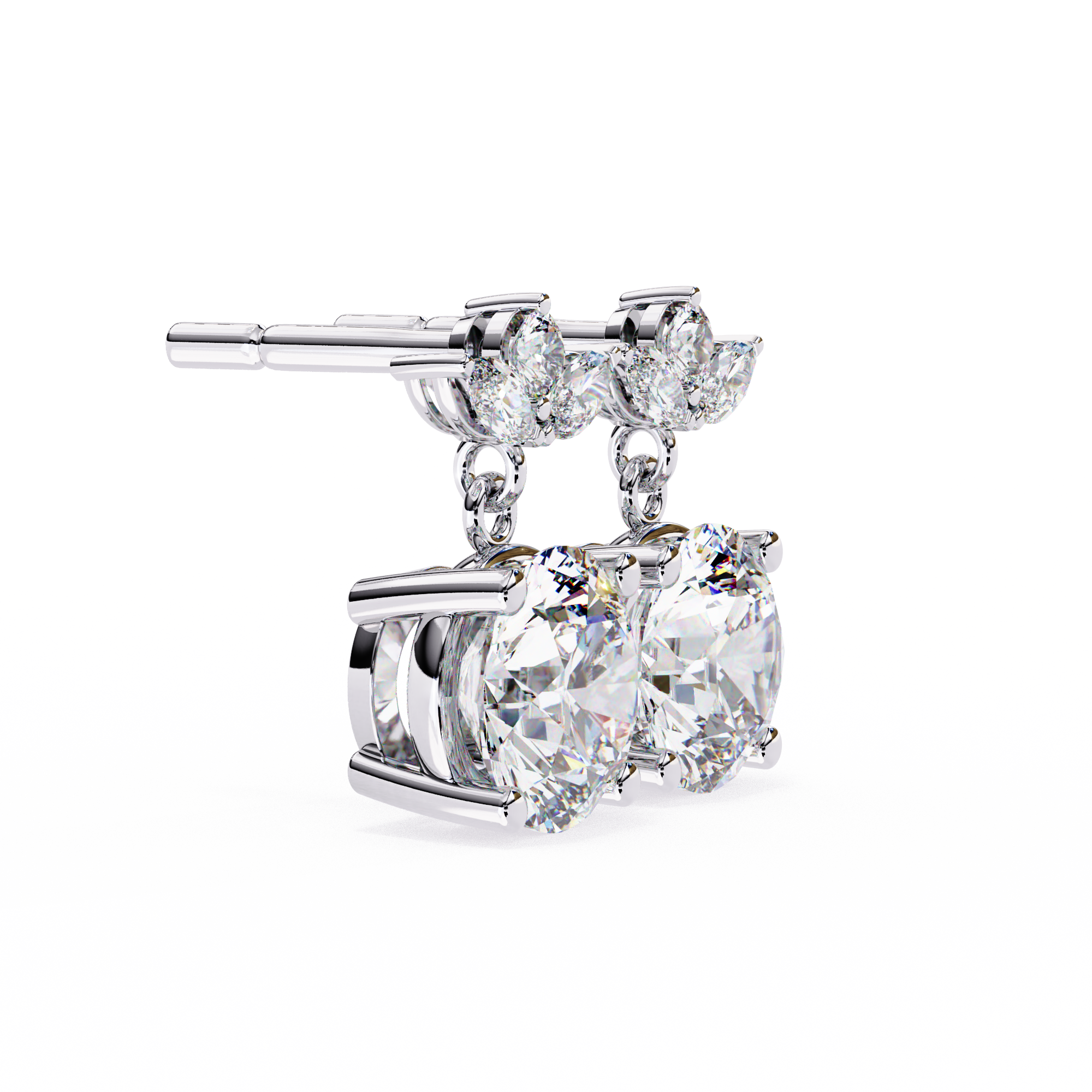 WOKE ™ VVS-F Lab Grown 2.6 Carat Marquise cut Diamond earrings in 14/18k Gold