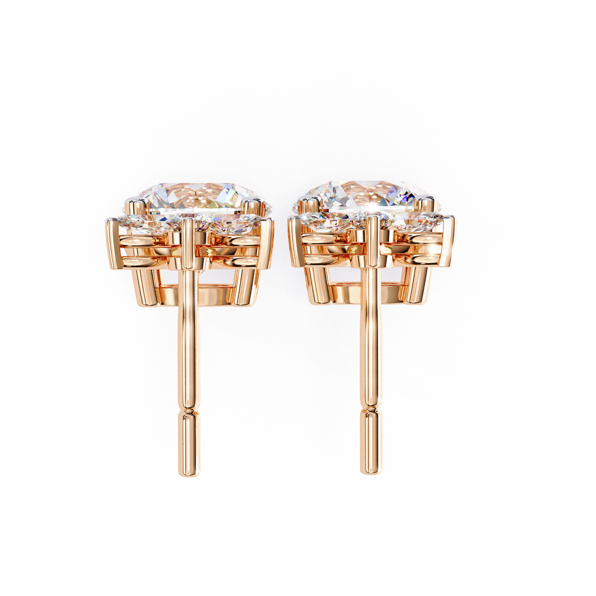 WOKE ™ VVS-F Lab Grown 2.6 Carat Marquise cut Diamond earrings in 14/18k Gold