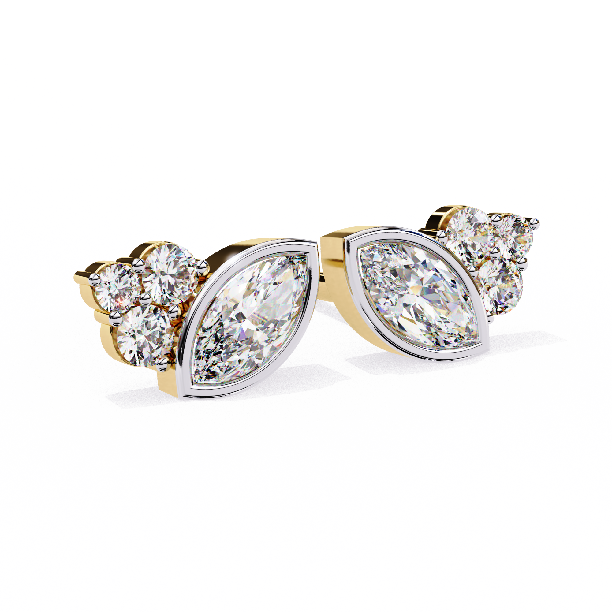 WOKE ™ VVS-F Lab Grown 1.6 Carat Marquise cut Diamond earrings in 14/18k Gold