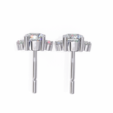 WOKE ™ VVS-F Lab Grown 2.06 Carat Round cut Moissanite earrings in 14/925 Silver