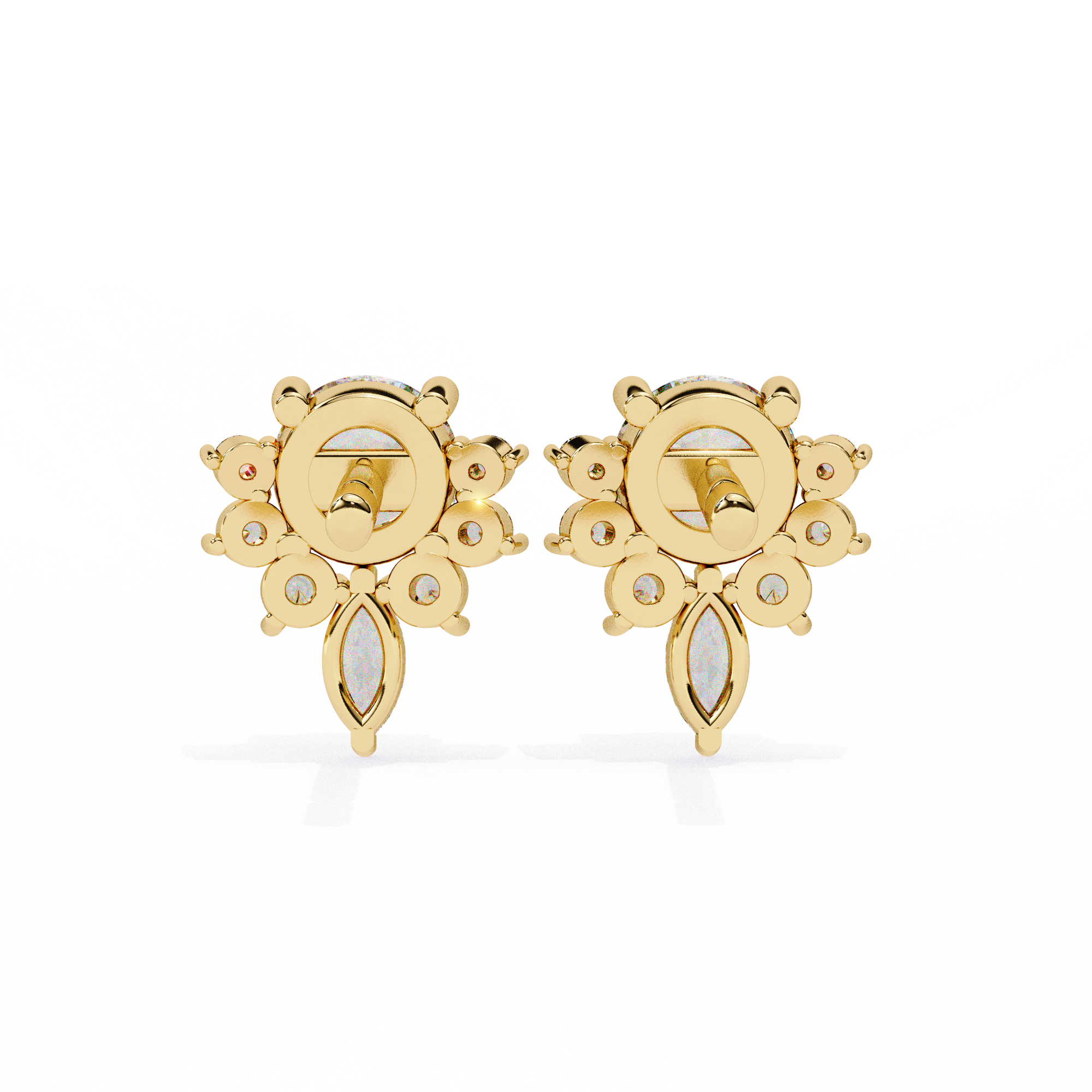 WOKE ™ VVS-F Lab Grown 2.06 Carat Round cut Diamond earrings in 14/18k Gold