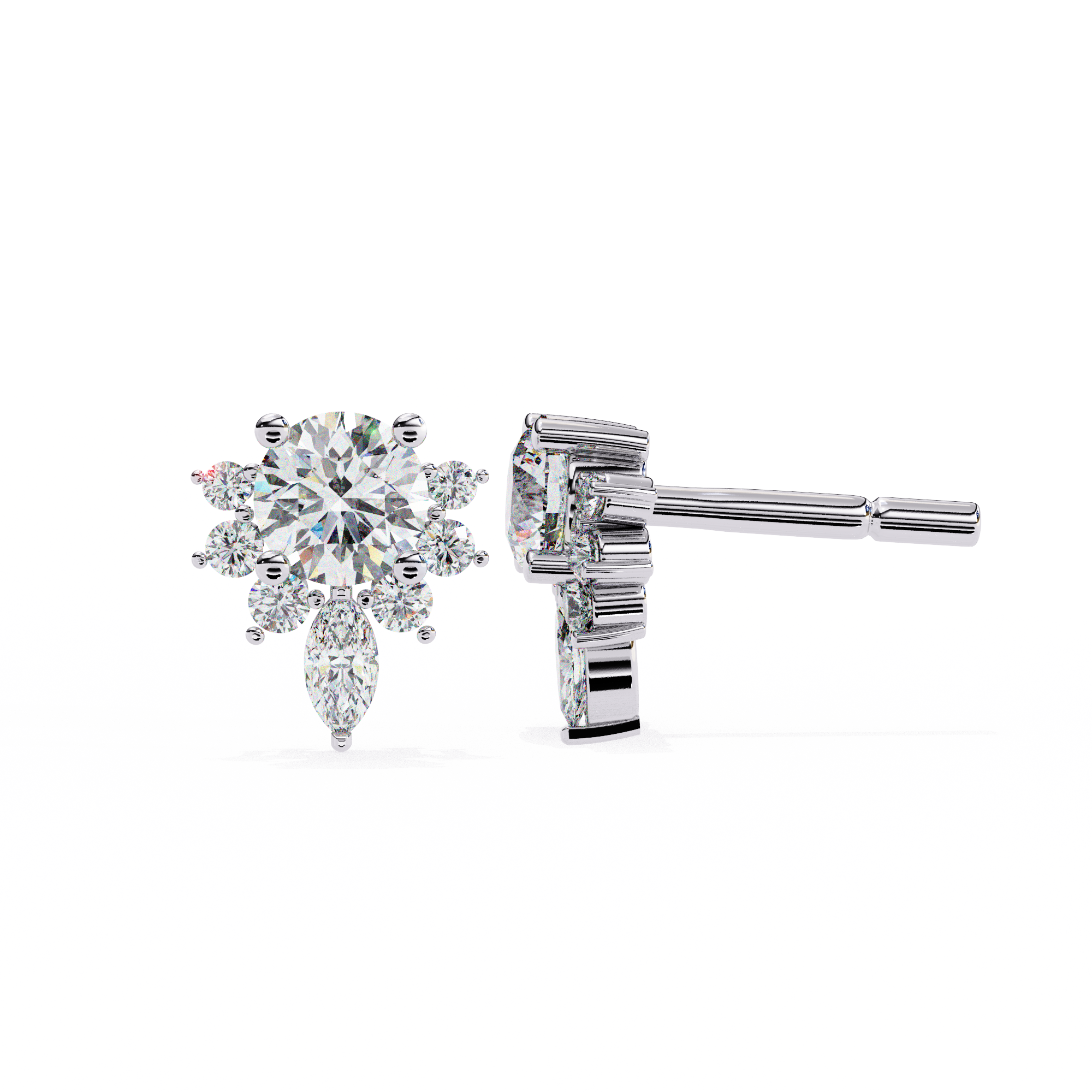 WOKE ™ VVS-F Lab Grown 2.06 Carat Round cut Diamond earrings in 14/18k Gold