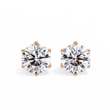 Round CUT 6 Pronggs Moissanite Studs in 9K Gold/925 Silver for HIM |WOKE