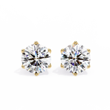 Round CUT 6 Pronggs Moissanite Studs in 9K Gold/925 Silver for HIM |WOKE