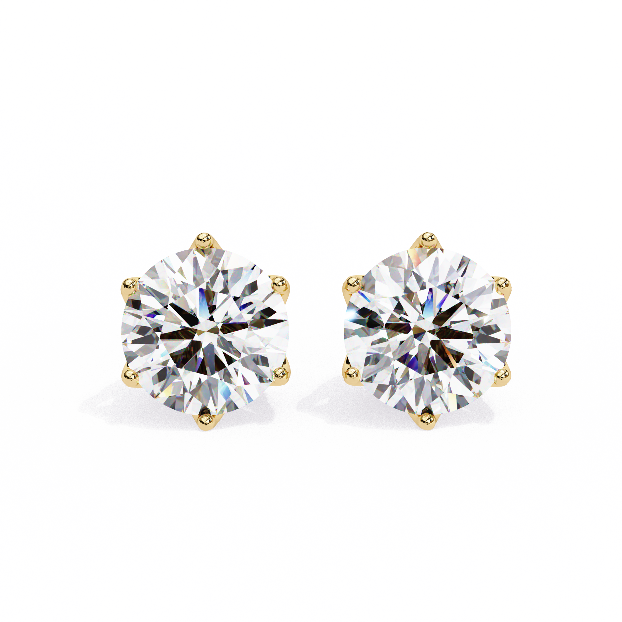Round CUT 6 Pronggs Moissanite Studs in 9K Gold/925 Silver for HIM |WOKE