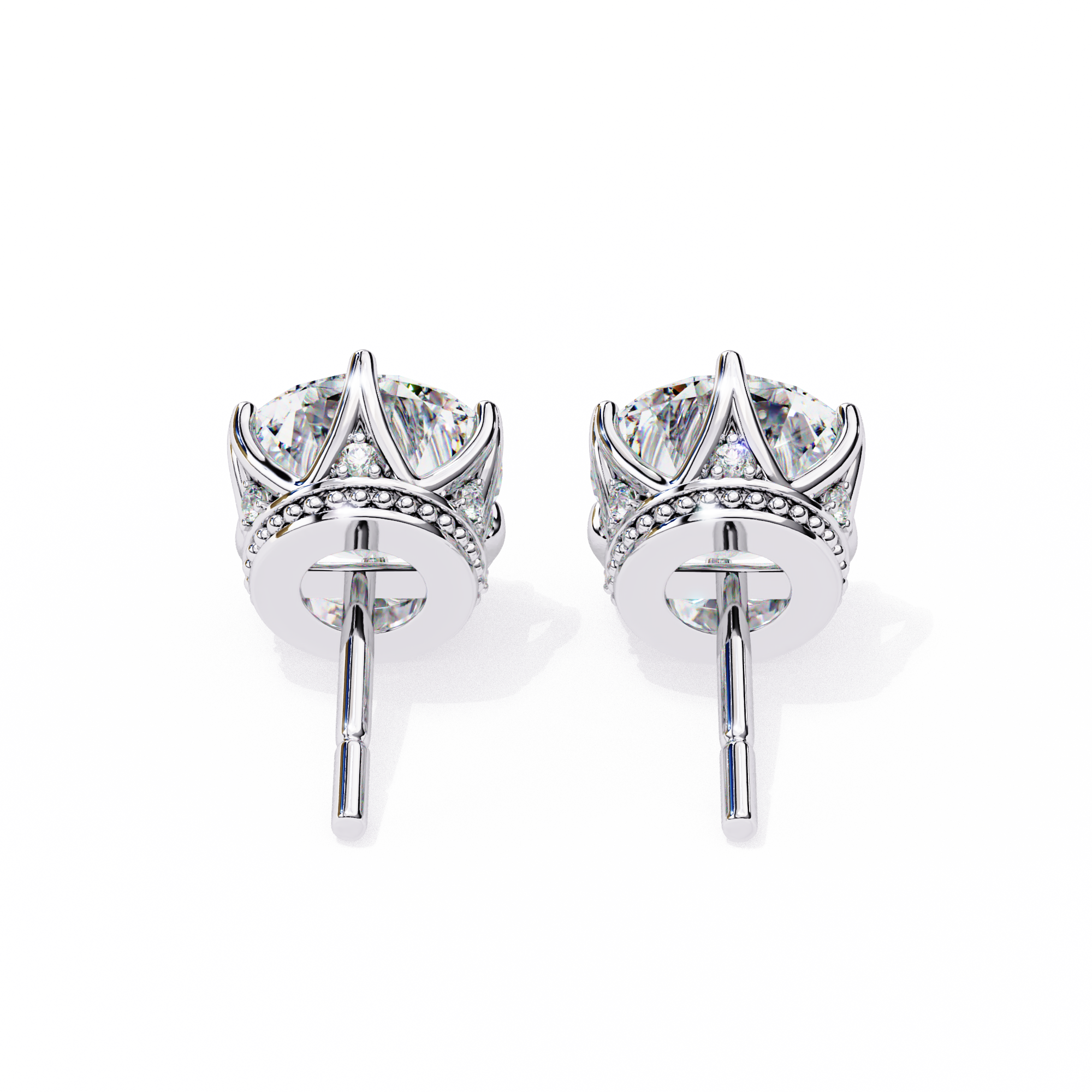 WOKE ™ 2.00 CARAT 6 PRONG CROWN  VVS-EF ROUND CUT Lab Grown Diamond STUDS in 14/18k Gold