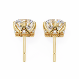 Round CUT 6 Pronggs Moissanite Studs in 9K Gold/925 Silver for HIM |WOKE