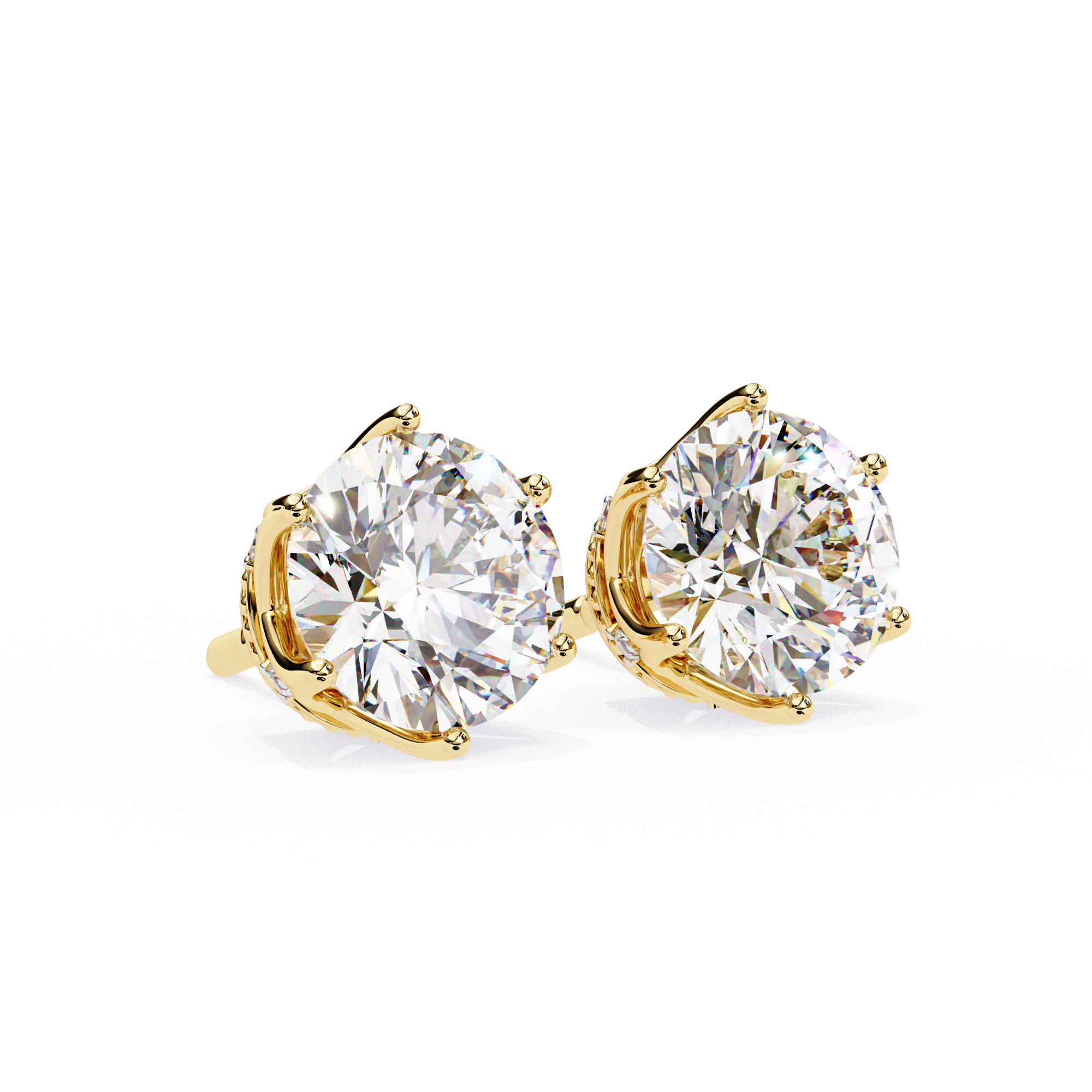 WOKE ™ 2.00 CARAT 6 PRONG CROWN  VVS-EF ROUND CUT Lab Grown Diamond STUDS in 14/18k Gold