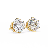 Round CUT 6 Pronggs Moissanite Studs in 9K Gold/925 Silver for HIM |WOKE