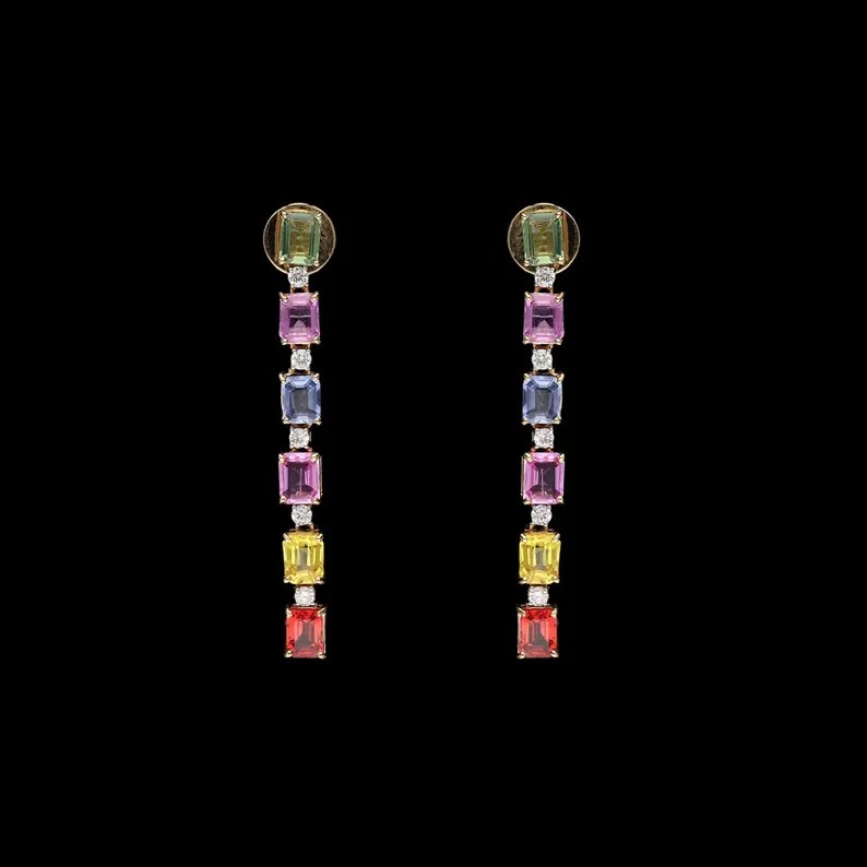 Multi Color sapphire Jewelry Diamond Earrings | WOKE