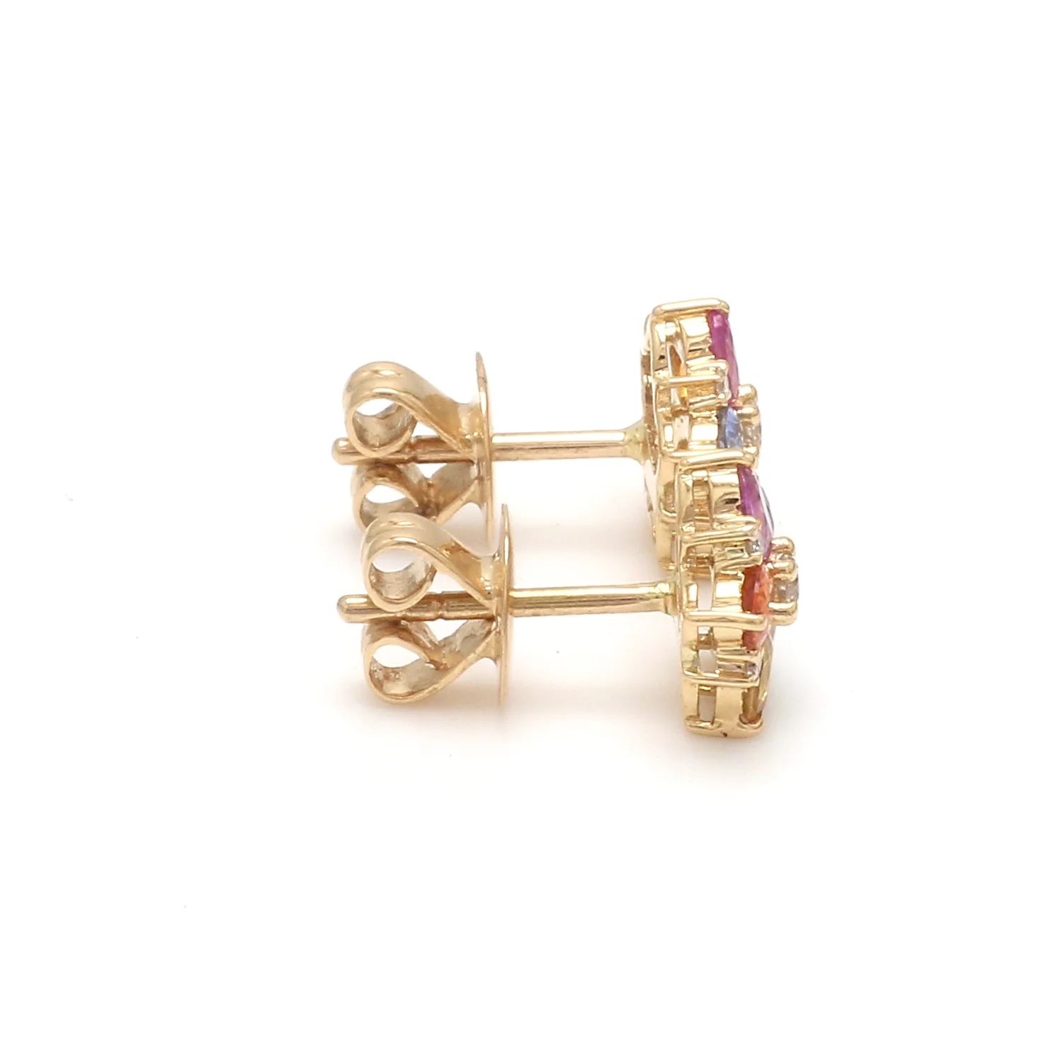 Rainbow Sapphire Pear Lab Grown Floral Studs | WOKE