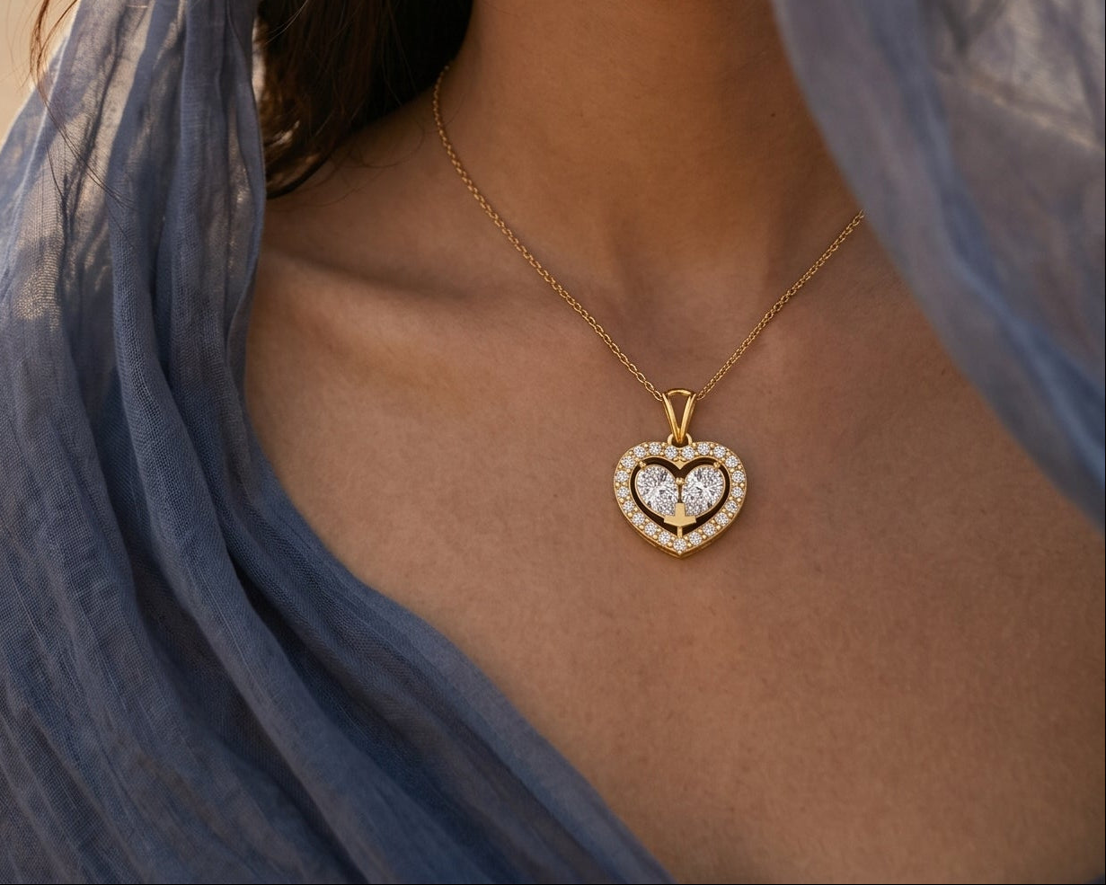 2 CT Lab Grown Diamond Pendant in 9K Gold/14K Gold(Without Chain) |WOKE