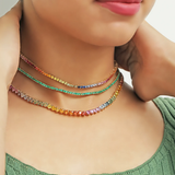 Rainbow sapphire tennis necklace choker | WOKE