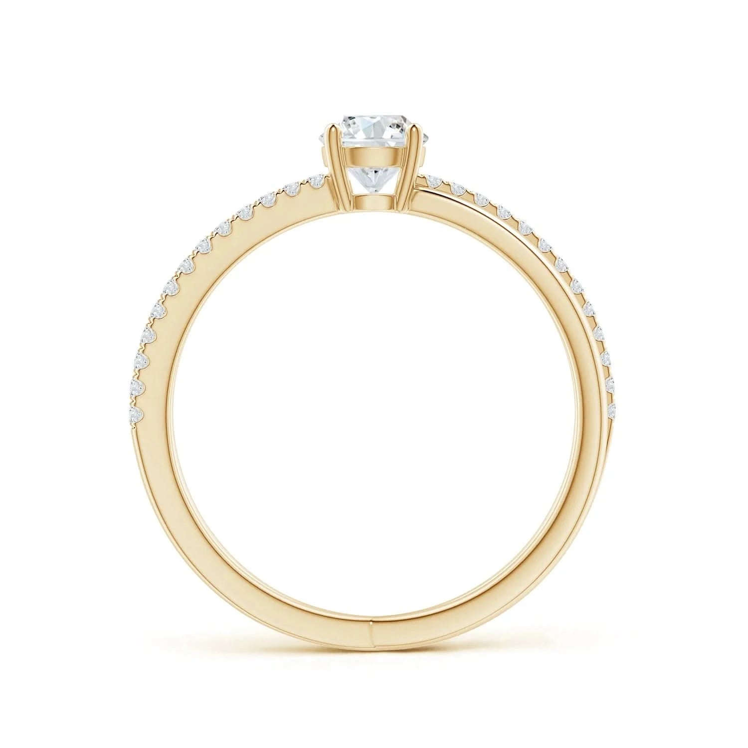 Lab-Grown-Solitaire Round Diamond Criss-Cross Engagement Ring| WOKE