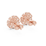 0.95 CT Round and Pear Floral pattern Lab Grown Diamond Studs in 9K/14 Gold |WOKE