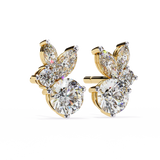 WOKE ™ VVS-F Lab Grown 2.00 Carat Round cut Diamond earrings in 14/18k Gold