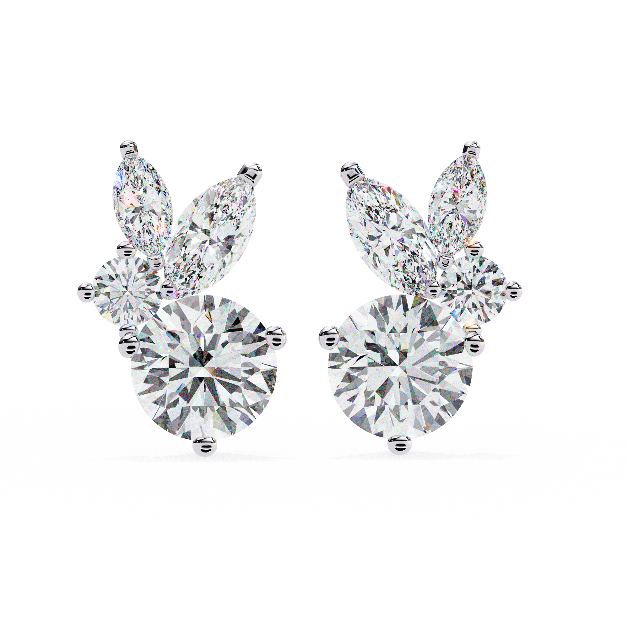 WOKE ™ VVS-F Lab Grown 2.00 Carat Round cut Diamond earrings in 14/18k Gold