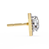 WOKE ™ VVS-F Lab Grown 2.20 Carat Round cut Diamond earrings in 14/18k Gold