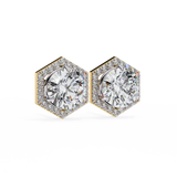 WOKE ™ VVS-F Lab Grown 2.20 Carat Round cut Diamond earrings in 14/18k Gold