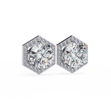 WOKE ™ VVS-F Lab Grown 2.20 Carat Round cut Diamond earrings in 14/18k Gold