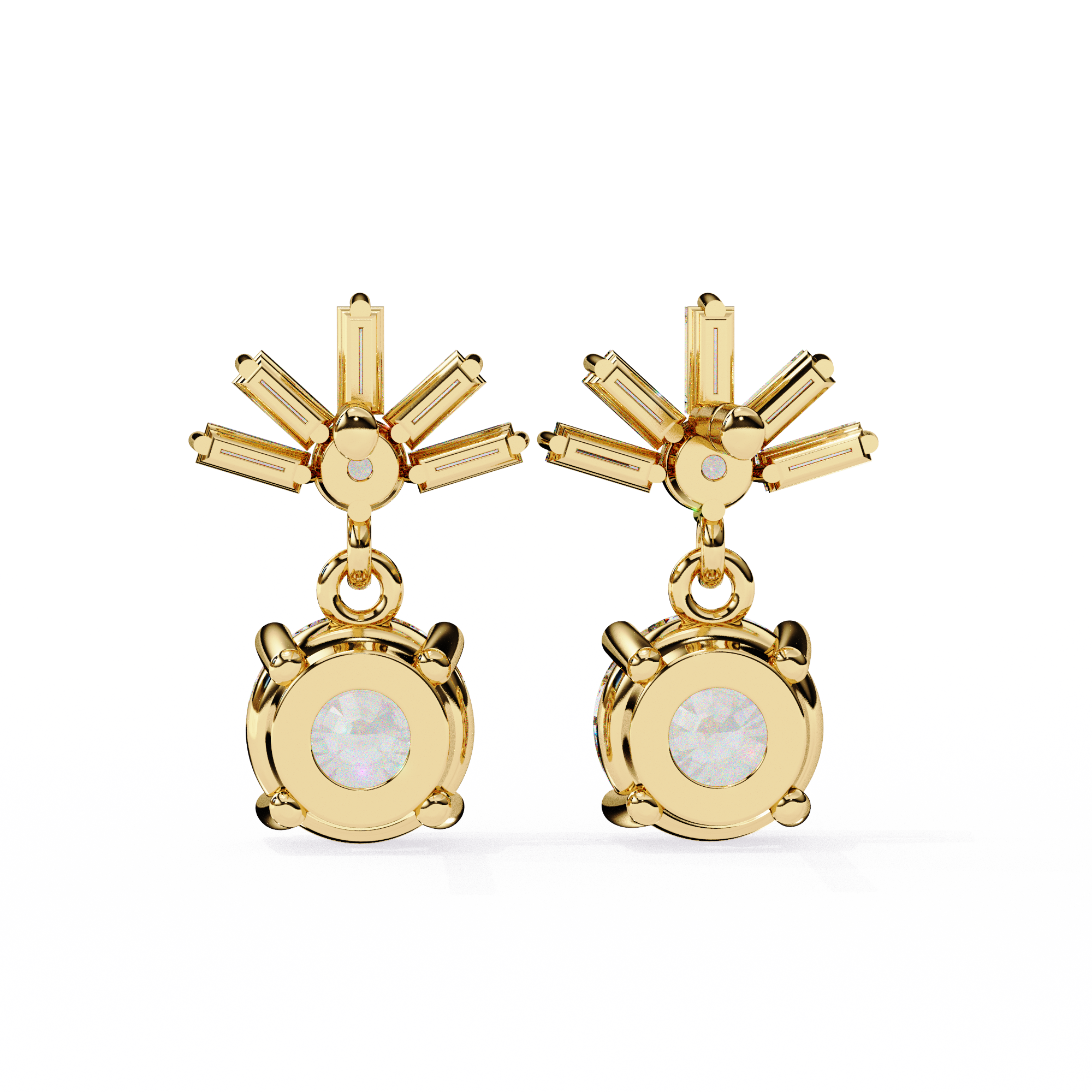 WOKE ™ VVS-F Lab Grown 2.60 Carat Round cut Diamond earrings in 14/18k Gold