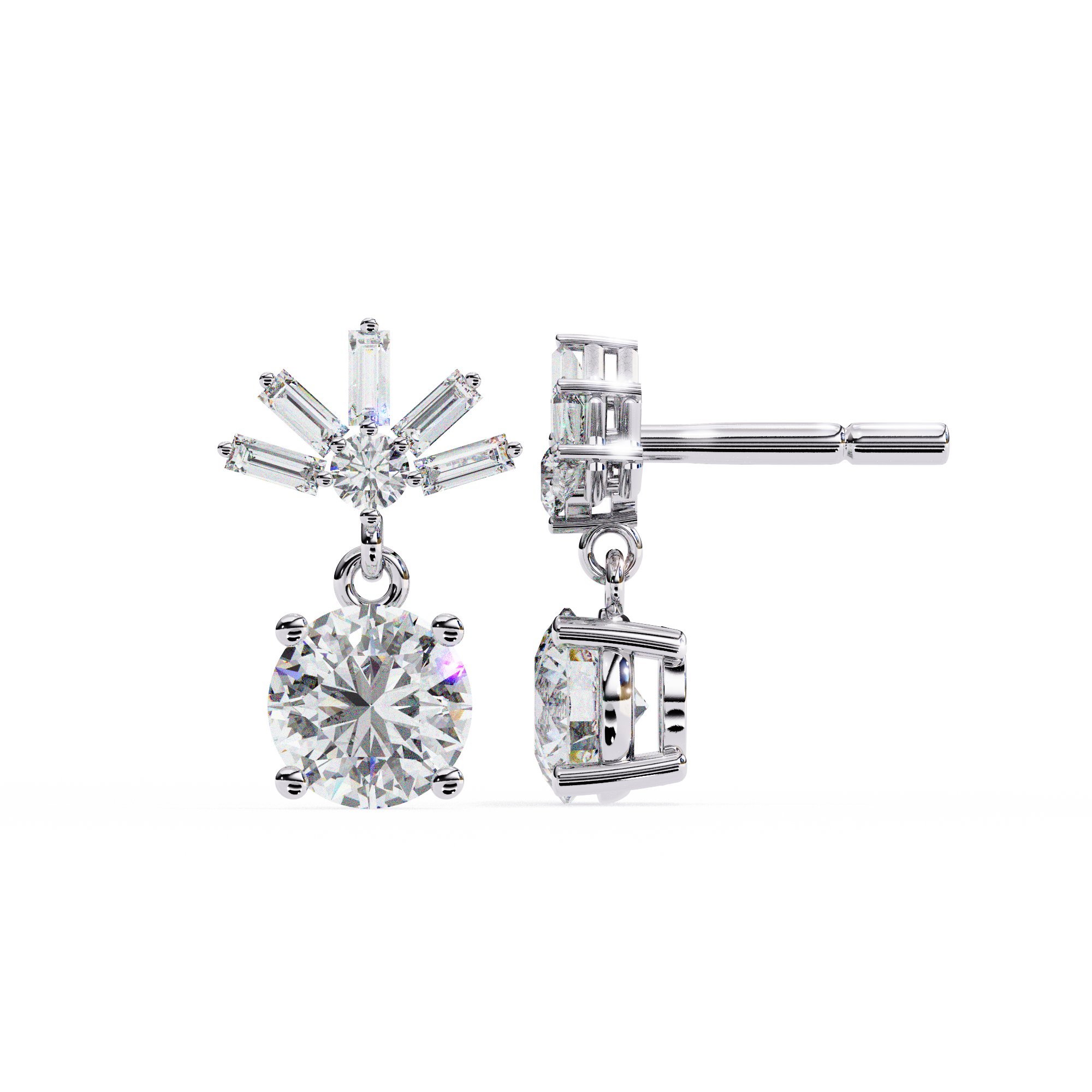 WOKE ™ VVS-F Lab Grown 2.60 Carat Round cut Diamond earrings in 14/18k Gold