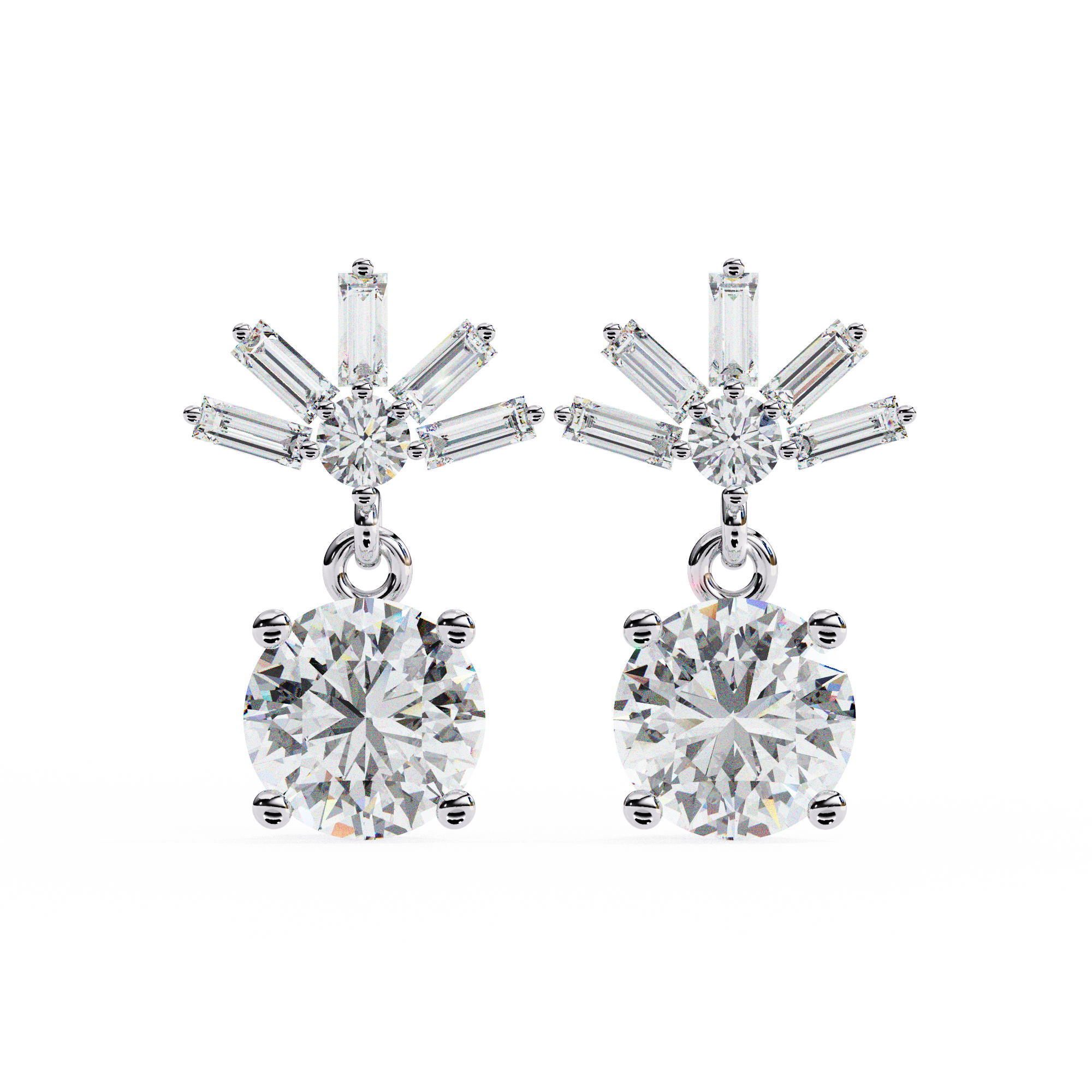 WOKE ™ VVS-F Lab Grown 2.60 Carat Round cut Diamond earrings in 14/18k Gold