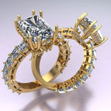 4.66 carat radiant cut and asccher cut ring | Moissanite ring in 14k/925 sterling silver| GRA certified moissanites