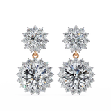 WOKE ™ VVS-F Lab Grown 3 Carat Round cut Diamond HAO setting earrings in 14/18k Gold