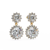 WOKE ™ VVS-F Lab Grown 3 Carat Round cut Diamond HAO setting earrings in 14/18k Gold