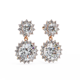 WOKE ™ VVS-F Lab Grown 3 Carat Round cut Diamond HAO setting earrings in 14/18k Gold