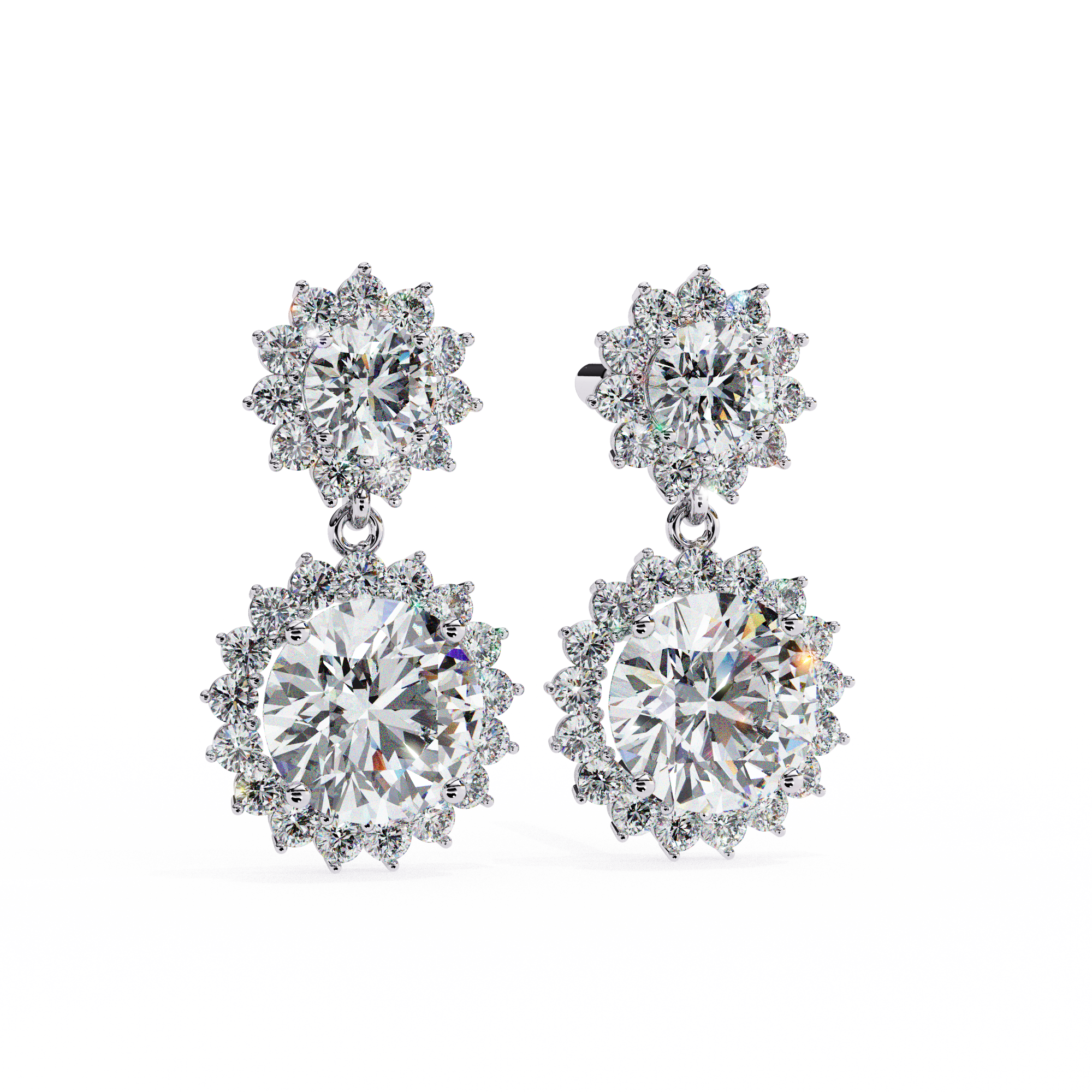 WOKE ™ VVS-F Lab Grown 3 Carat Round cut Diamond HAO setting earrings in 14/18k Gold